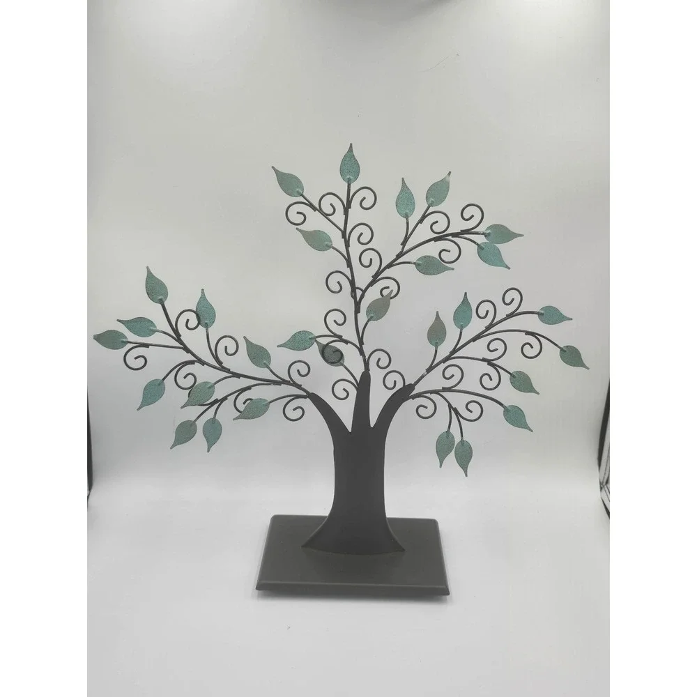 Hallmark 2003 Metal Jewelry Tree Stand Verdigris Leaves Bronze Tone Organizer
